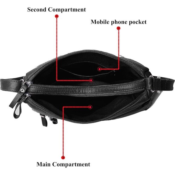 🆕 Volganik Rock PU Leather Shoulder Bag Women Black Soft Pocketbooks Purse - Picture 4 of 6